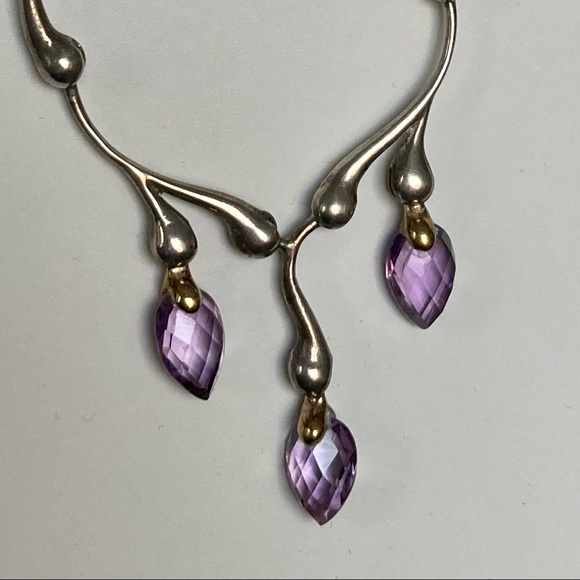 “Dripping” Silver & Amethyst Necklace